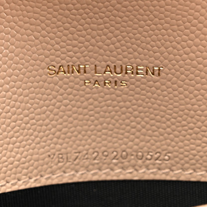 Saint Laurent Grain De Poudre Matelasse Chevron Monogram Envelope Chain Wallet Dark Beige 6 of 10