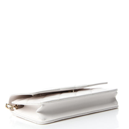 Chanel Goatskin Quilted Timeless CC Wallet On Chain WOC White 4 of 12