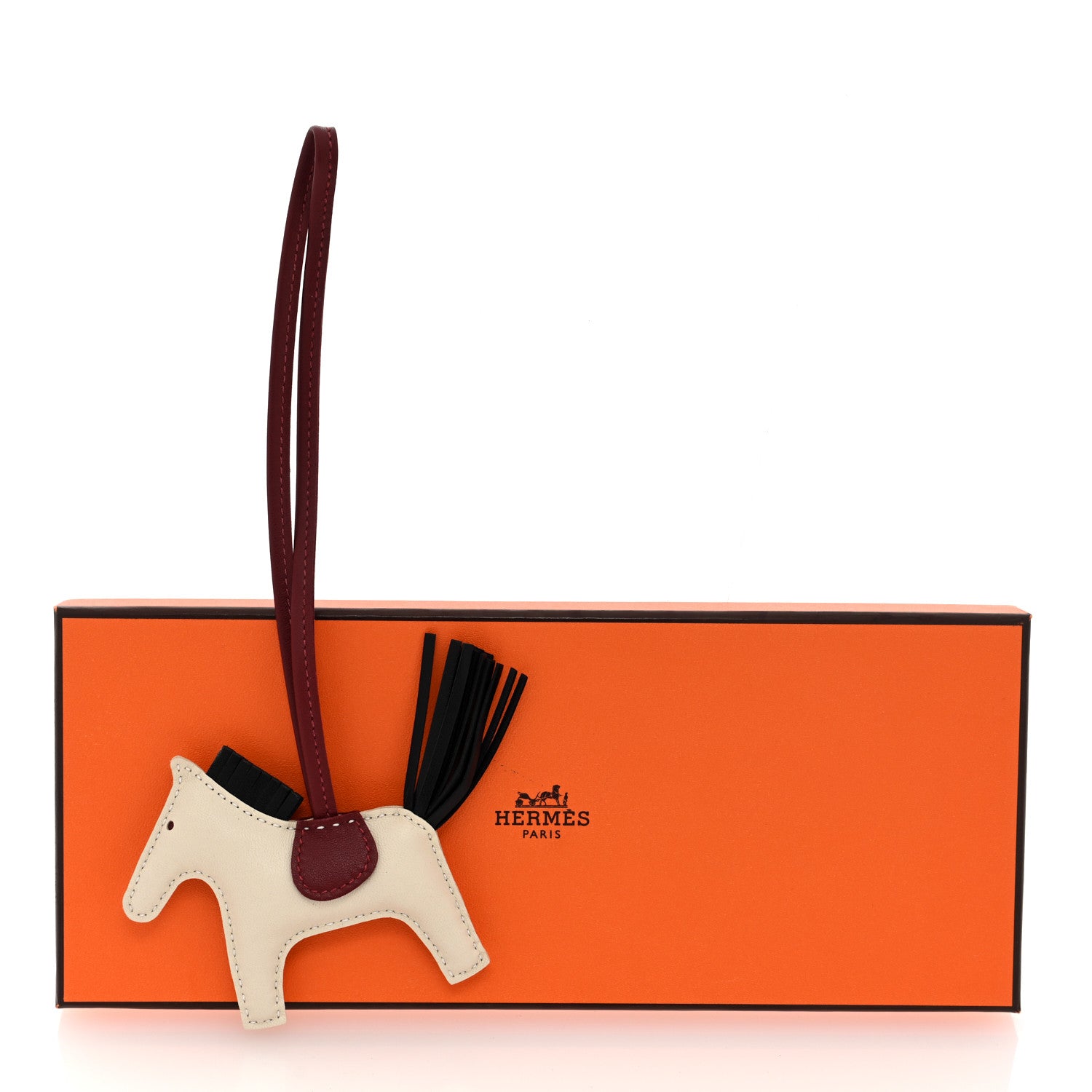 Hermes Milo Lambskin Grigri Rodeo Horse Bag Charm PM Nata Rouge H Black 4 of 4