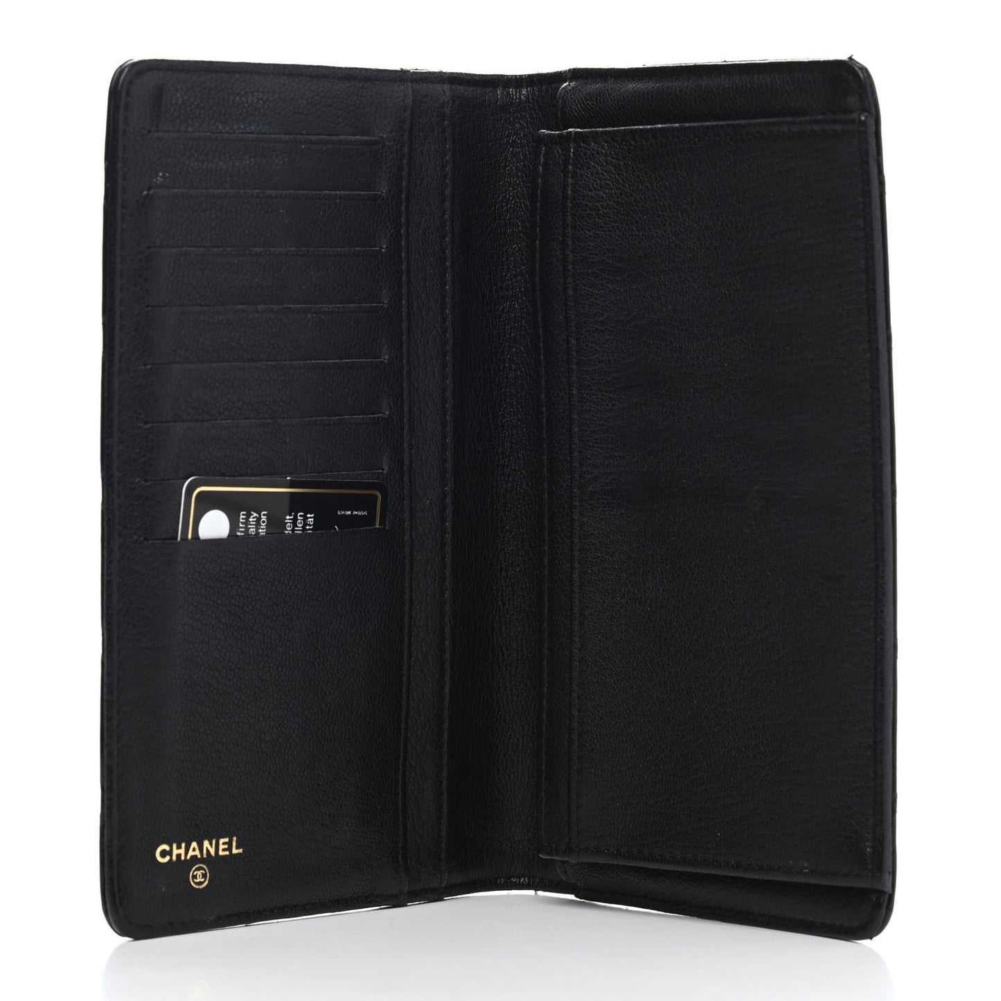 Patent Calfskin Quilted Yen Wallet Black
