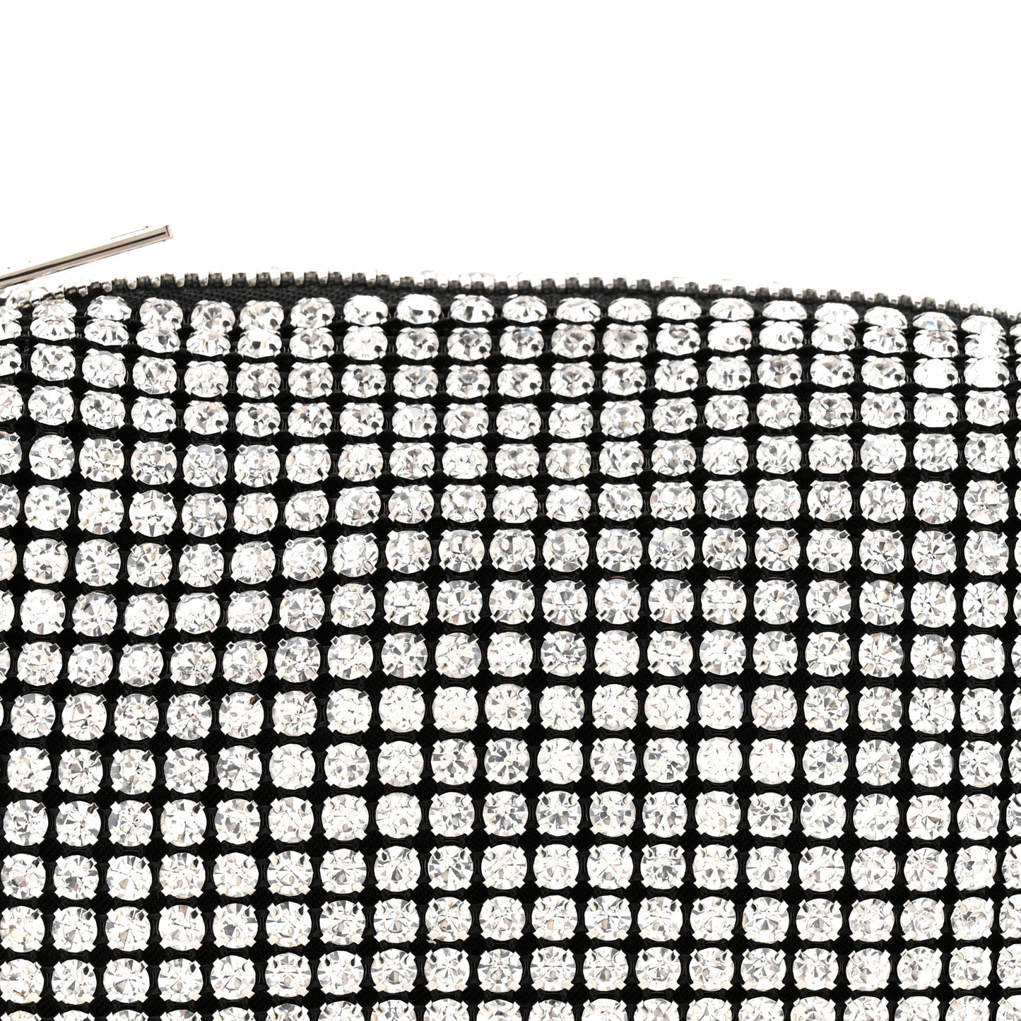 Mesh Crystal Rhinestone Mini Heiress Pouch Black Silver
