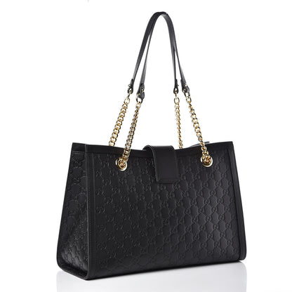 Gucci Guccissima Medium Padlock Tote Black 3 of 10