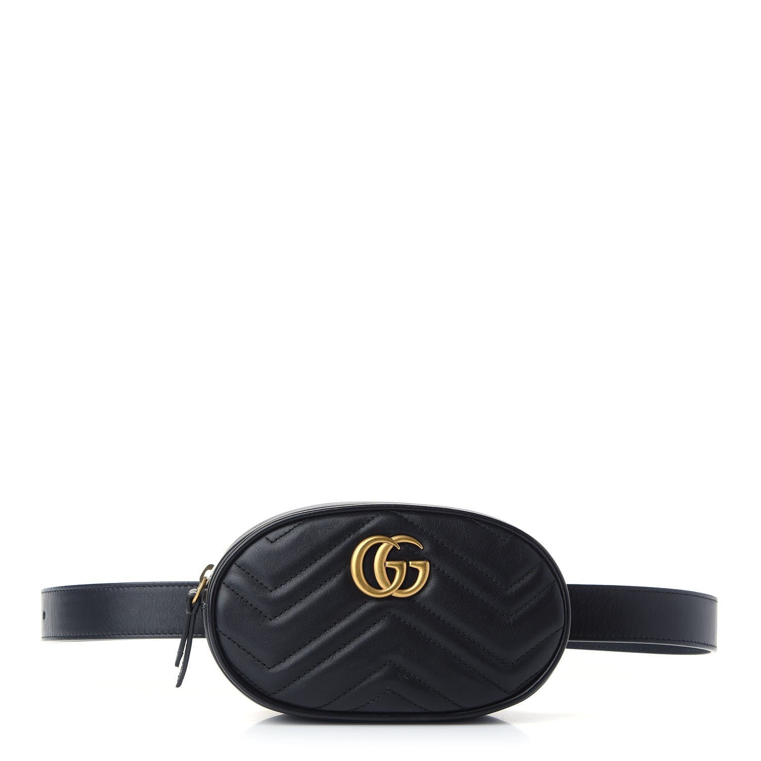 Gucci Calfskin Matelasse GG Marmont Belt Bag 85 34 Black 1 of 9