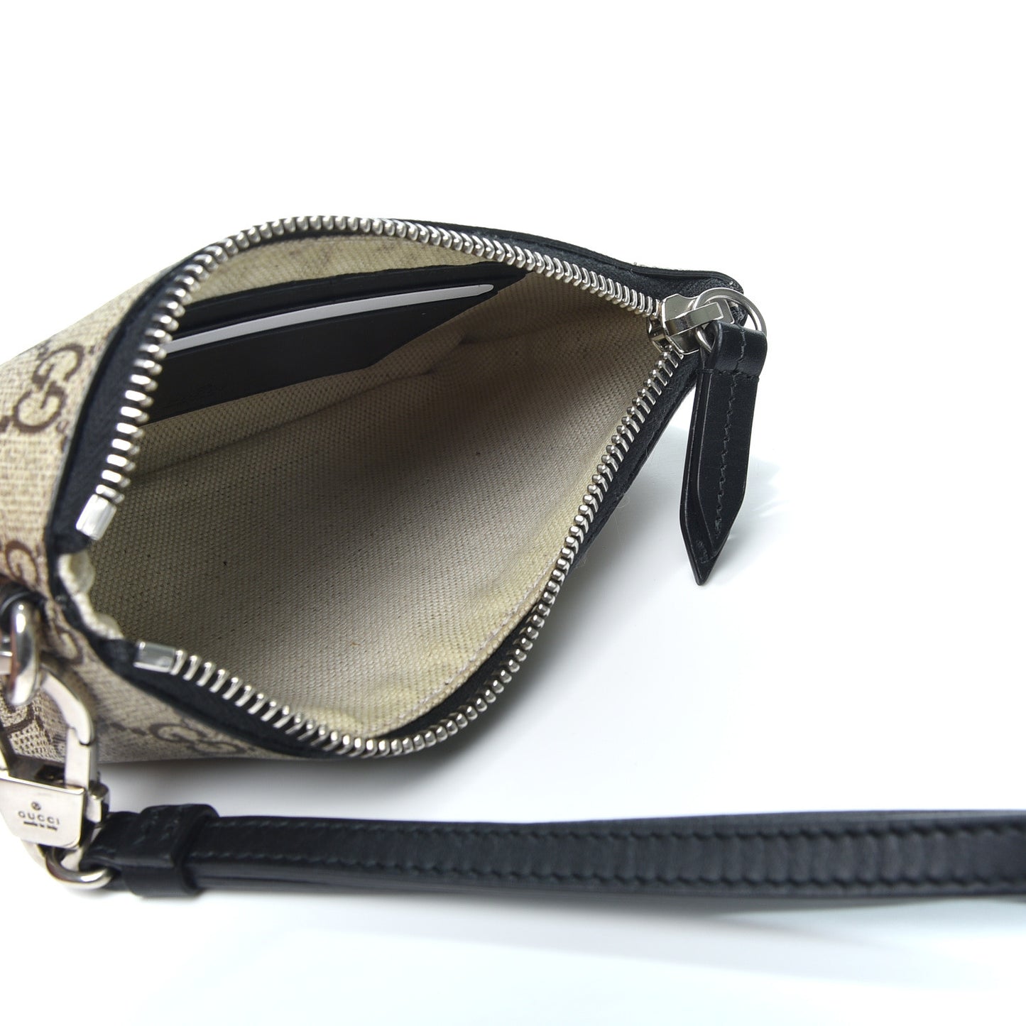 GG Supreme Monogram Bee Print Wrist Pouch Black