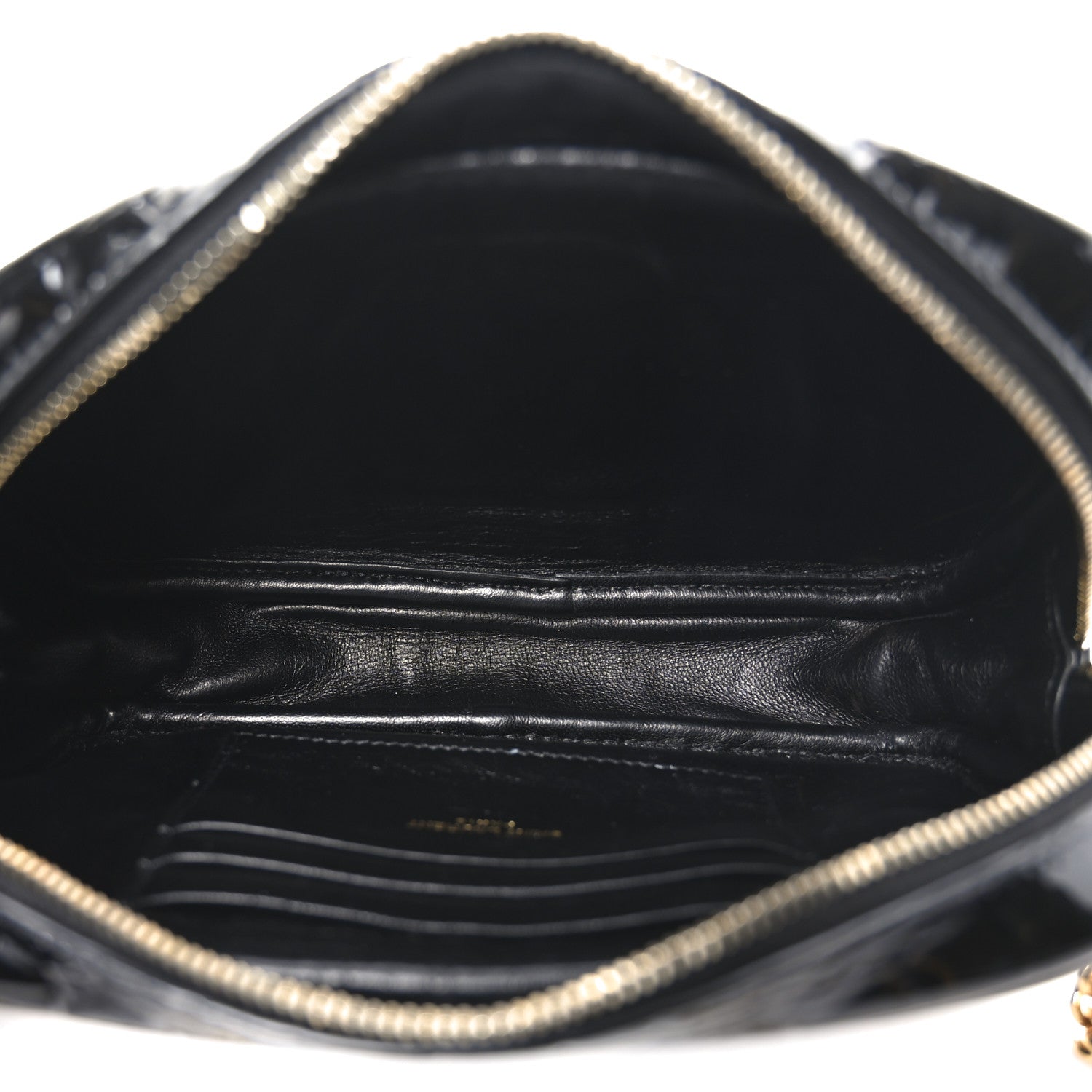 Saint Laurent Patent Calfskin Crocodile Embossed Monogram Mini Lou Camera Bag Black 5 of 10