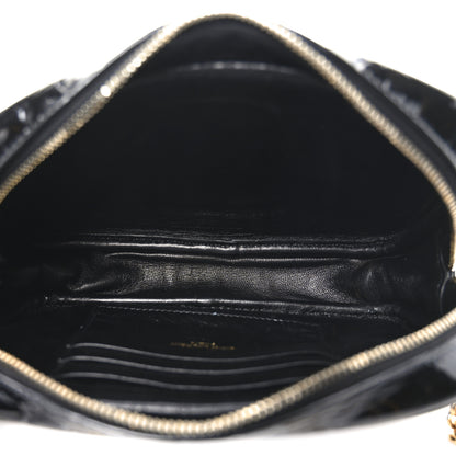 Saint Laurent Patent Calfskin Crocodile Embossed Monogram Mini Lou Camera Bag Black 5 of 10