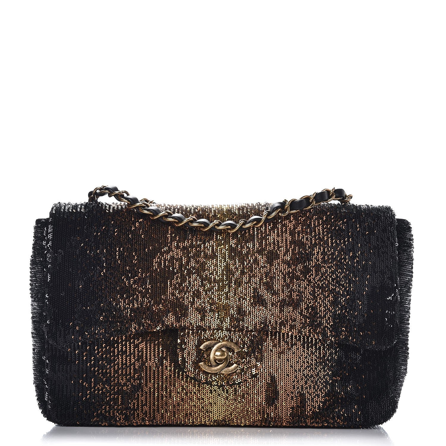 Chanel Sequin Medium Single Flap Bronze Black 1 of 8