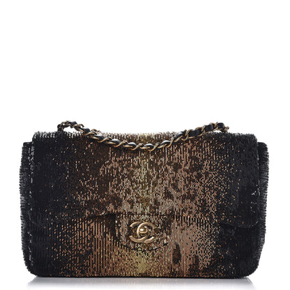 Chanel Sequin Medium Single Flap Bronze Black 1 of 8