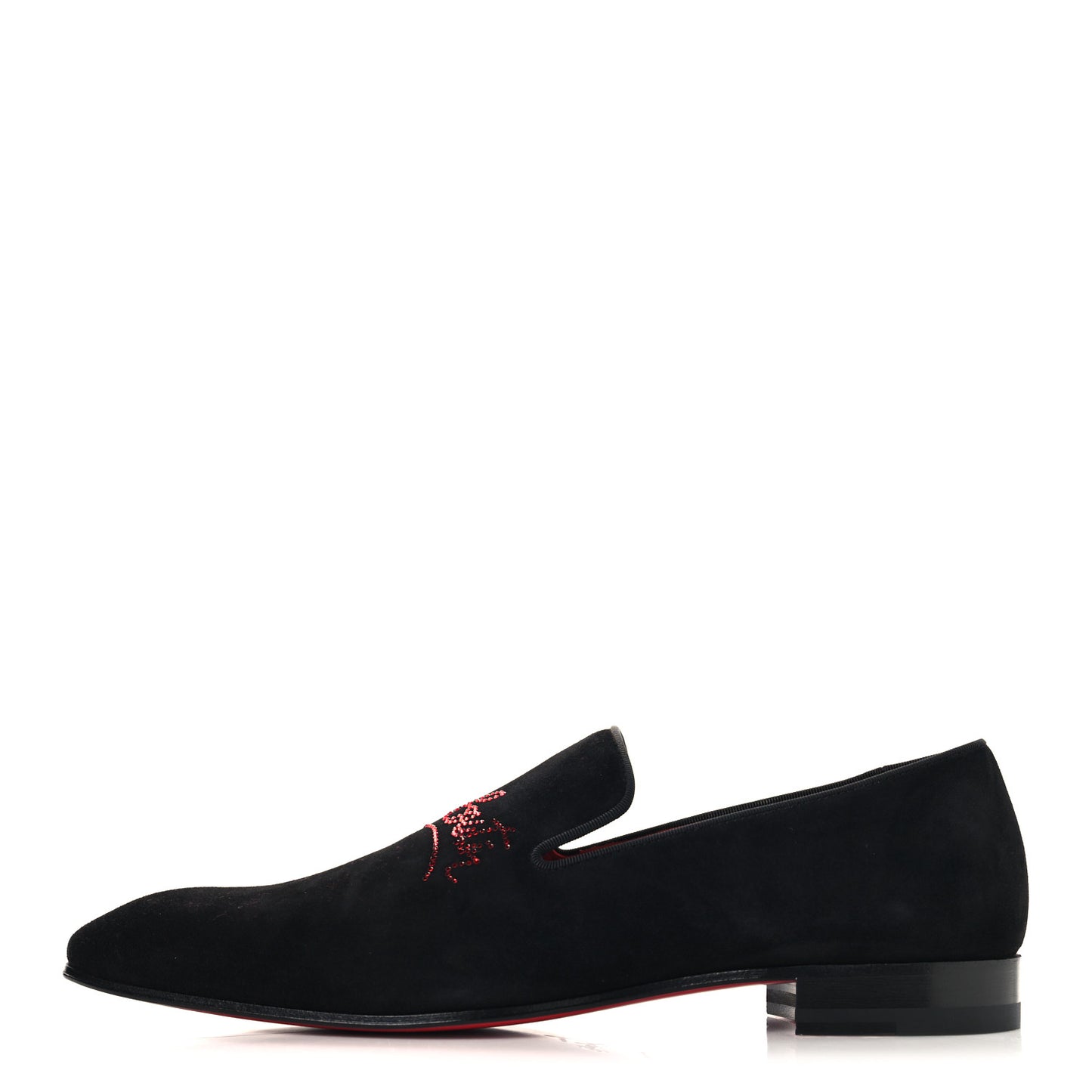 Veau Velours Strass Mens Navy Dandelion Flat Loafers 41 Black Loubi