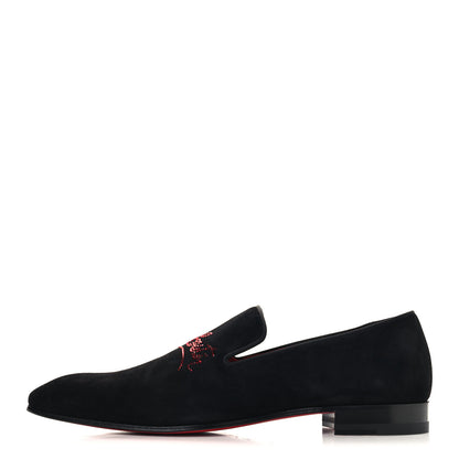 Christian Louboutin Veau Velours Strass Mens Navy Dandelion Flat Loafers 41 Black Loubi 1 of 9