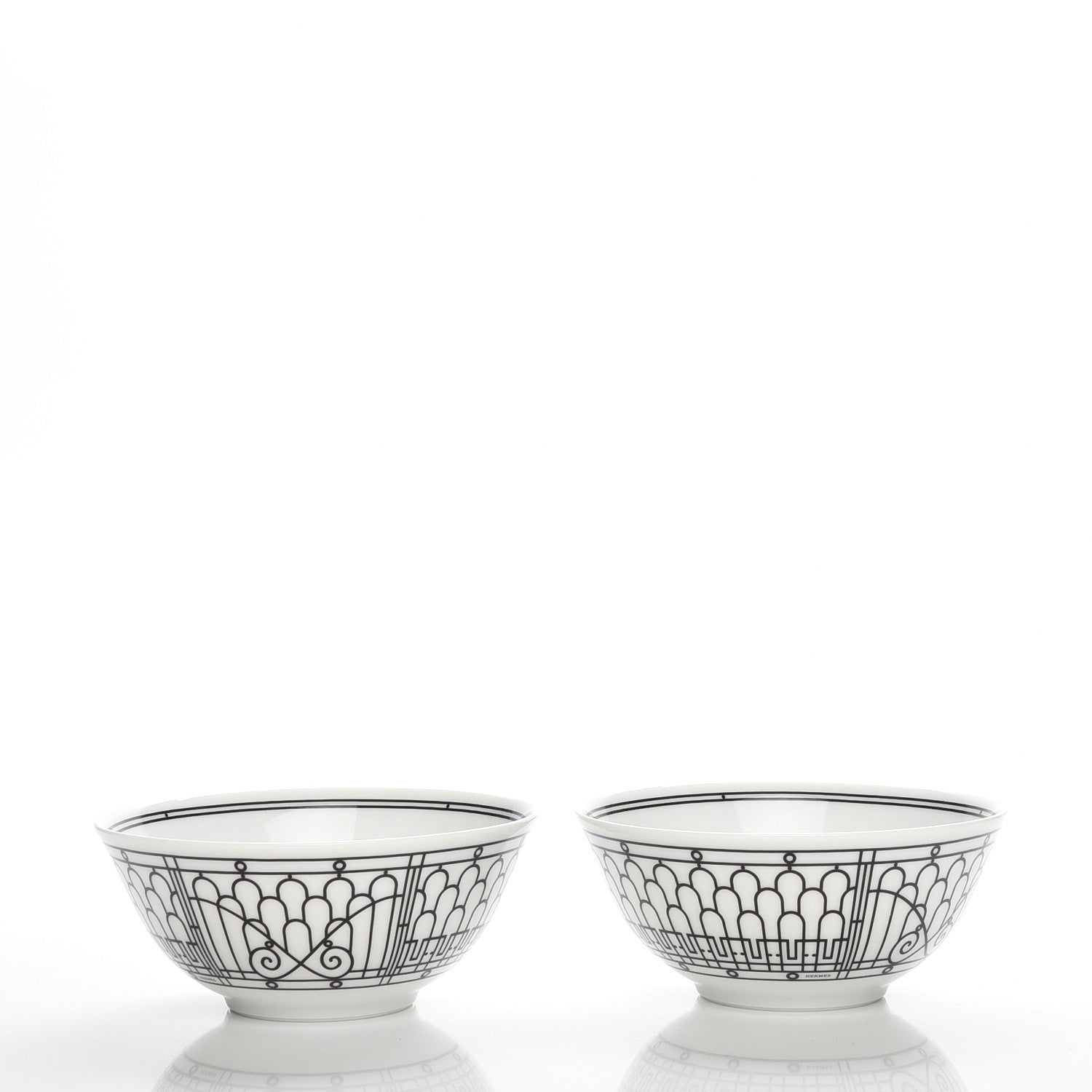 Hermes Porcelain H Deco Medium Bowl Set of 2 3 of 8