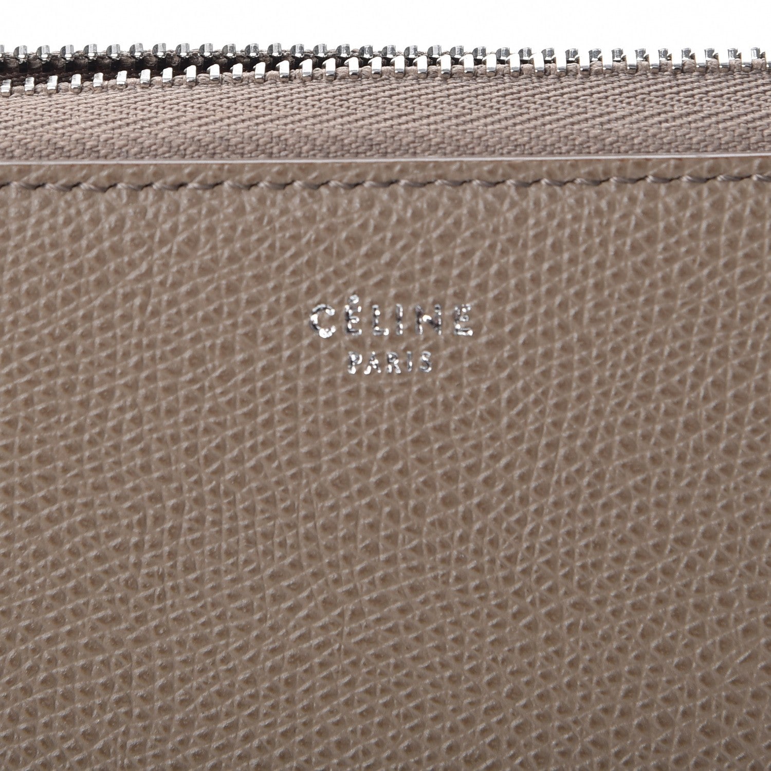 Celine Drummed Calfskin Large Half Zip Multifunction Wallet Taupe 9 of 11