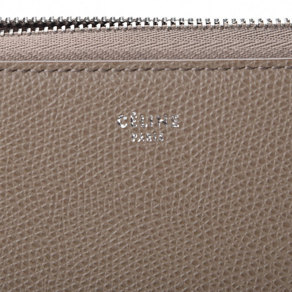 Celine Drummed Calfskin Large Half Zip Multifunction Wallet Taupe 9 of 11