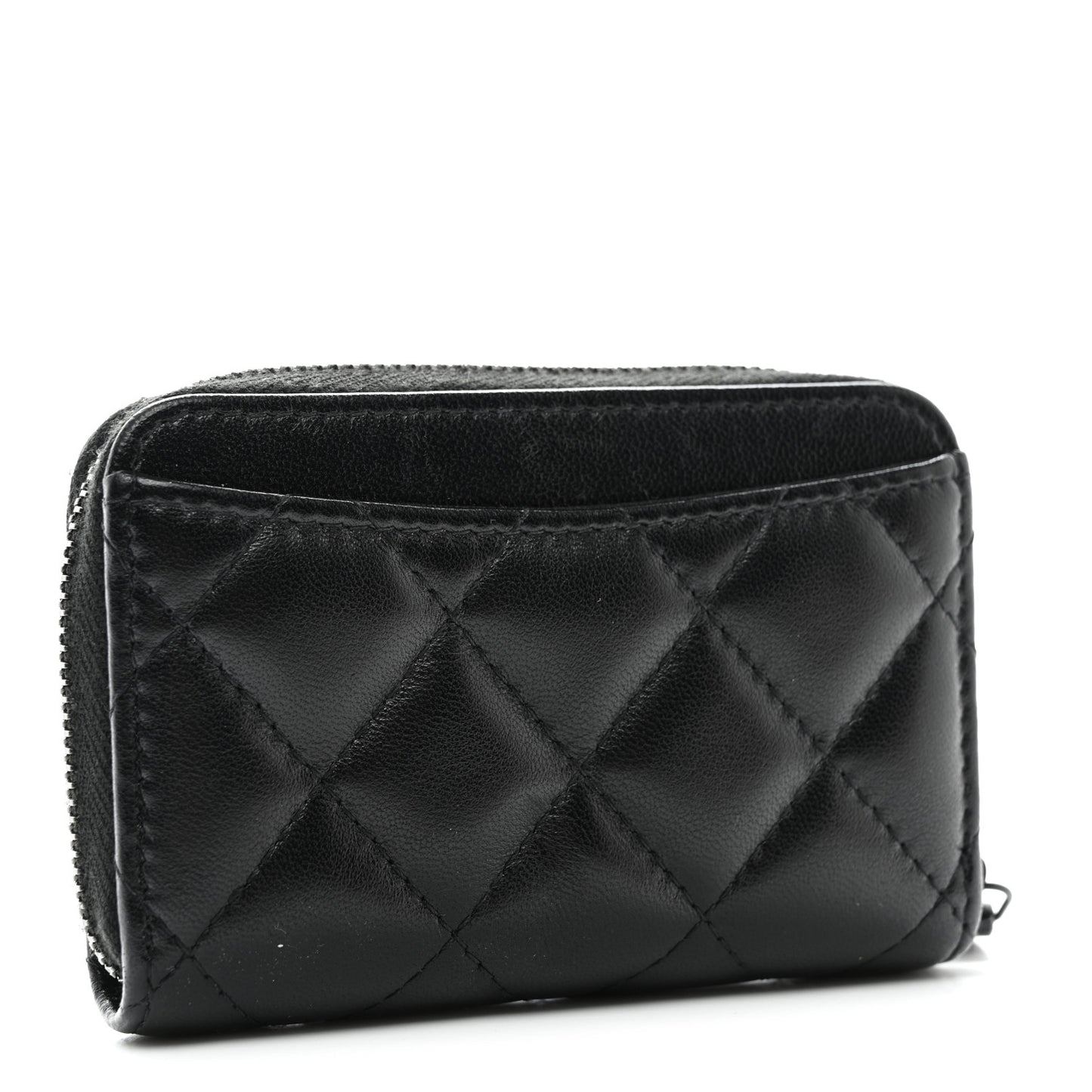 Lambskin Quilted Zip Coin Purse So Black
