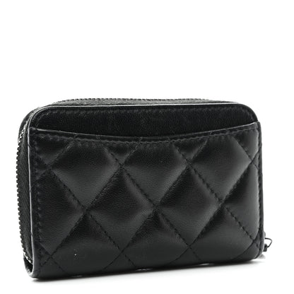 Chanel Lambskin Quilted Zip Coin Purse So Black 3 of 9