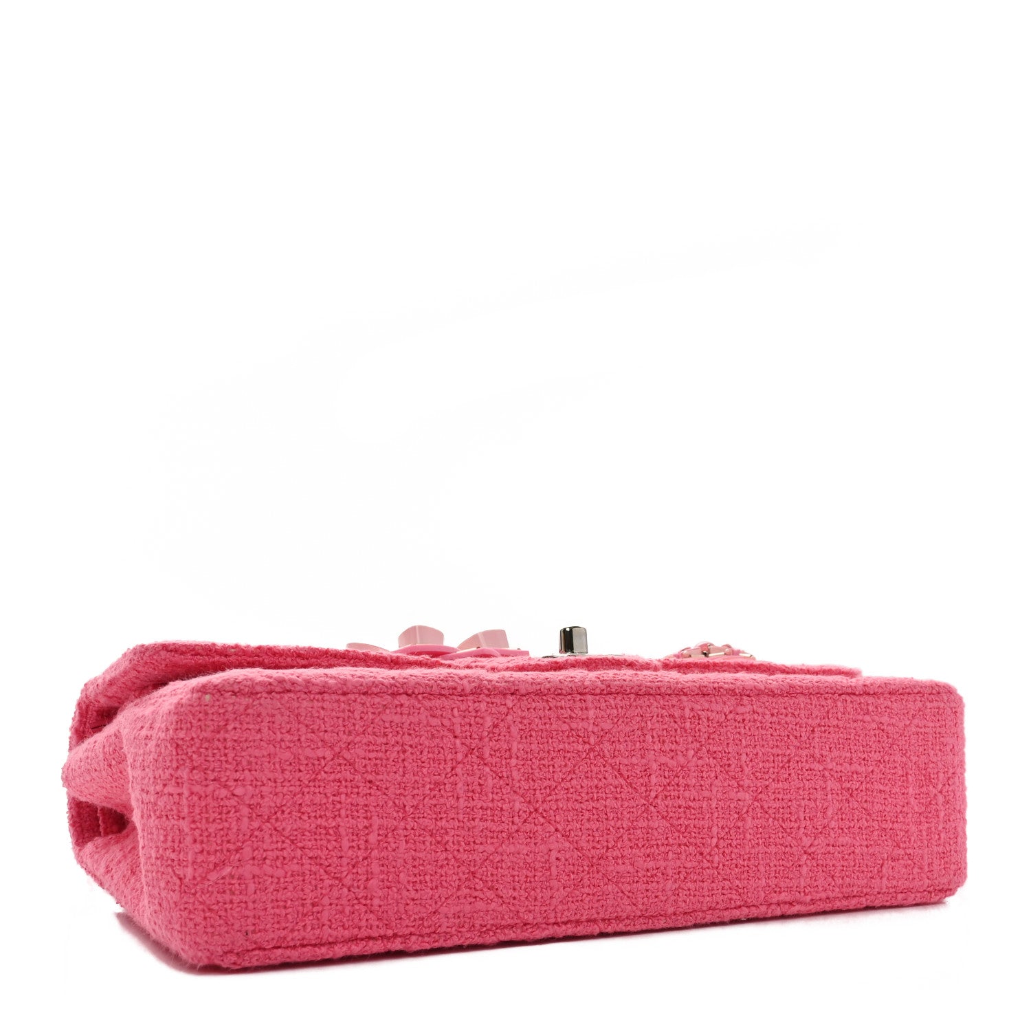 Chanel Tweed Crystal Bead Flower Embellished Quilted Medium Double Flap Pink 4 of 10