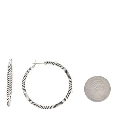 David Yurman Sterling Silver 45mm Cable Classics Hoop Earrings 2 of 5