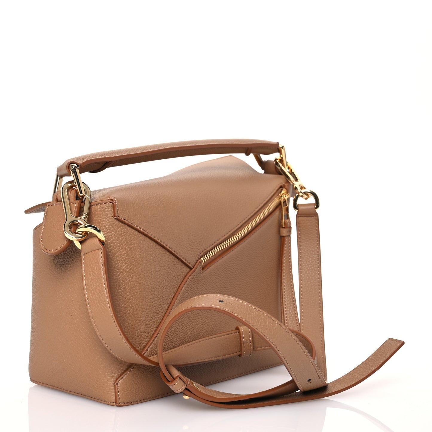 Calfskin Small Puzzle Edge Bag Toffee