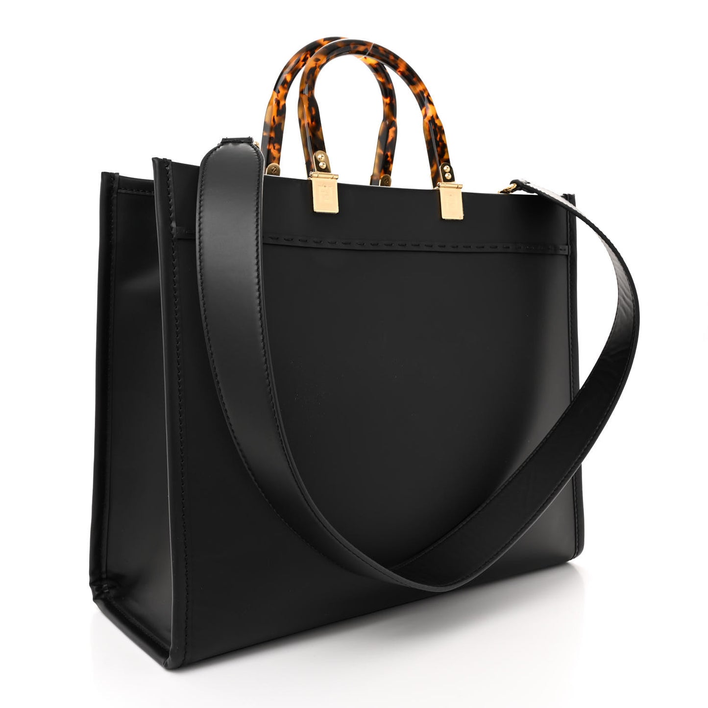 Vitello King Plexiglass Medium Fendi Sunshine Shopper Tote Black