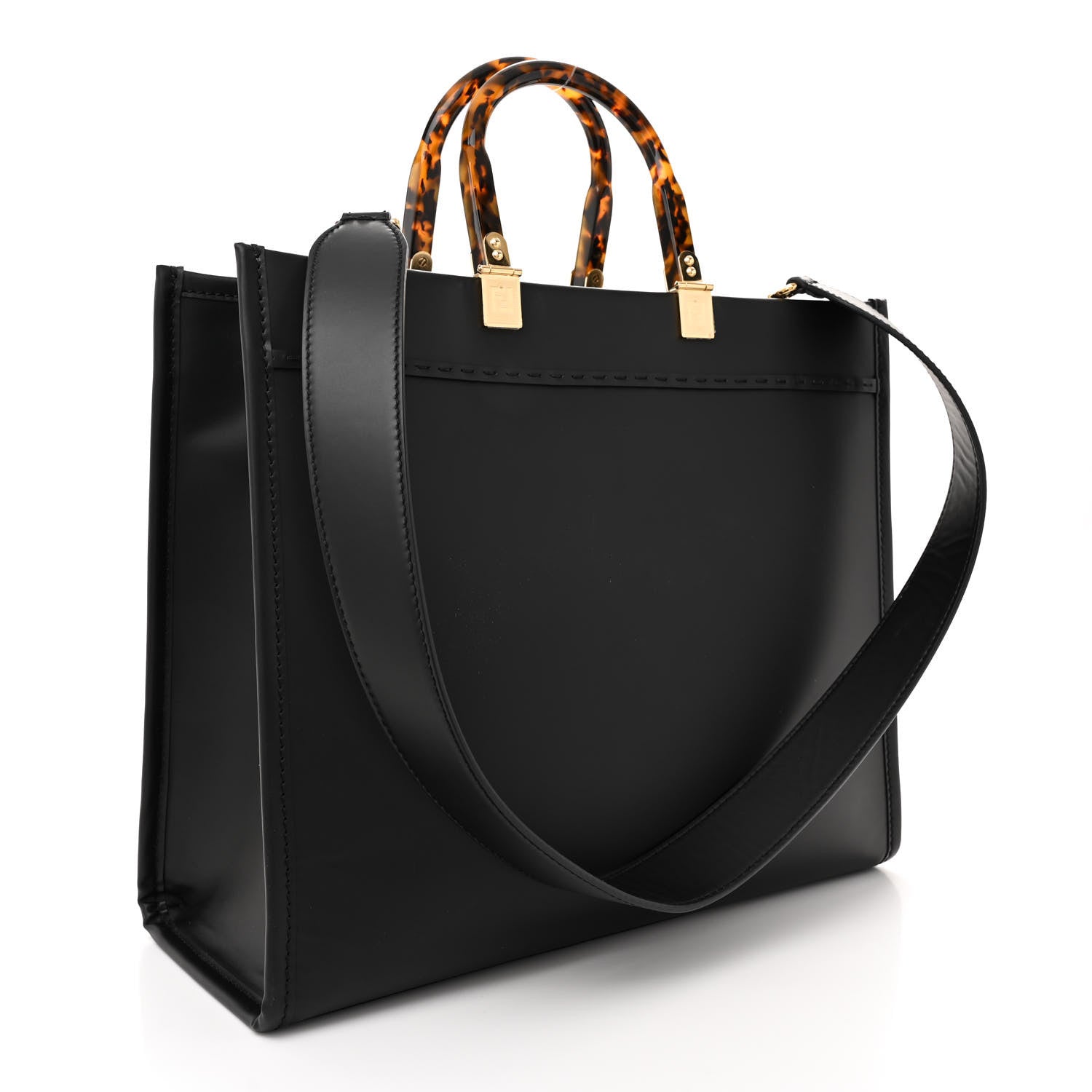 Fendi Vitello King Plexiglass Medium Fendi Sunshine Shopper Tote Black 2 of 13