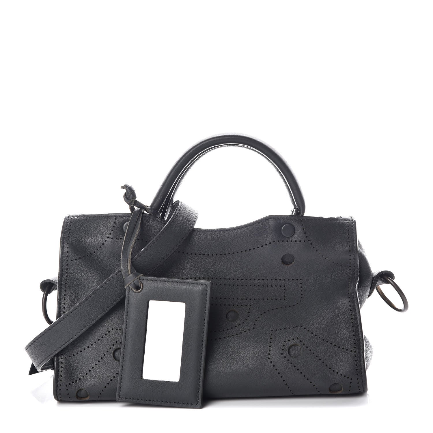 Balenciaga Veau Soyeux Perforated Blackout Hardware Mini City Gris Fossile 1 of 10