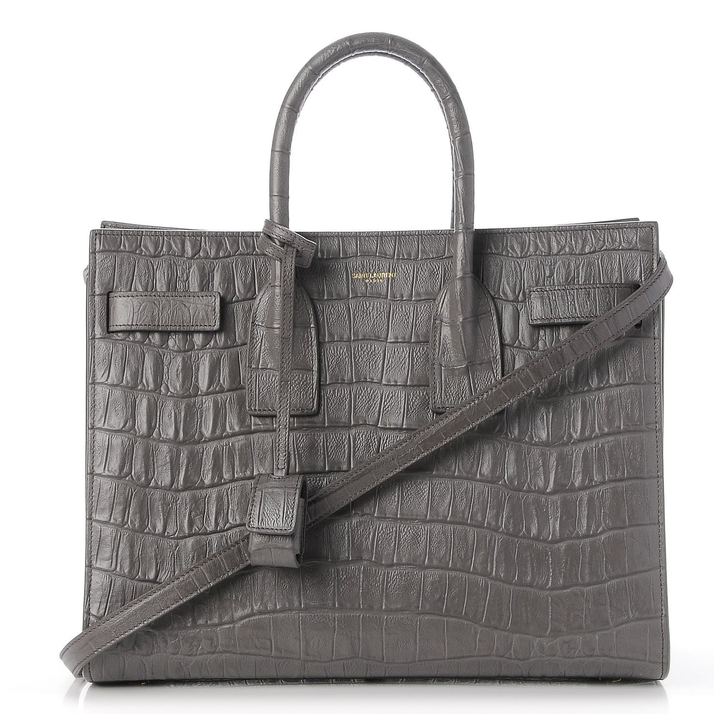 Calfskin Crocodile Embossed Small Sac De Jour Fog