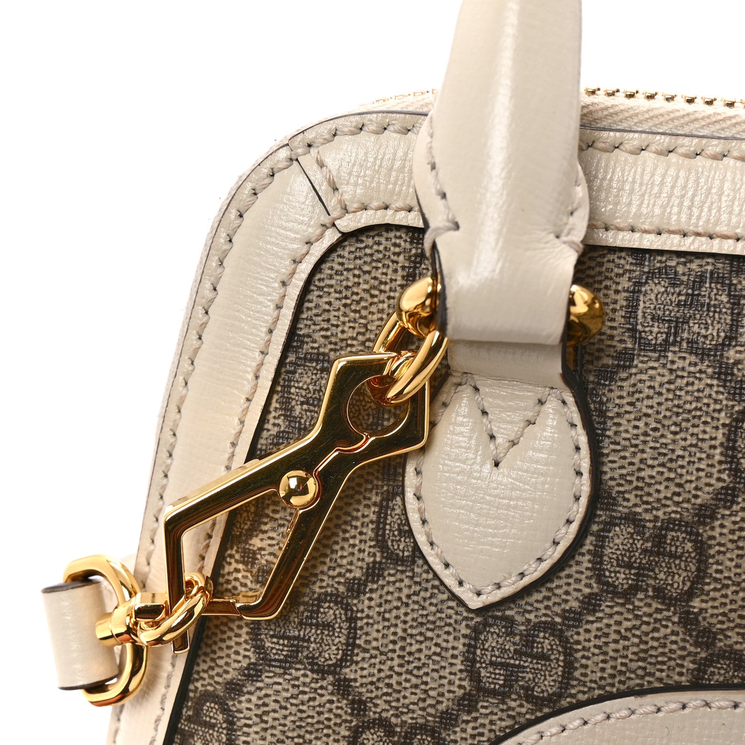 Gucci GG Supreme Monogram Azalea Calfskin Mini Horsebit 1955 Top Handle Bag Beige Ebony Mystic White 22 of 31