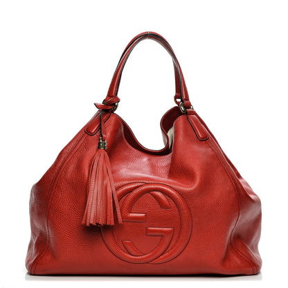 Gucci Pebbled Calfskin Large Soho Shoulder Bag Red 1 of 9