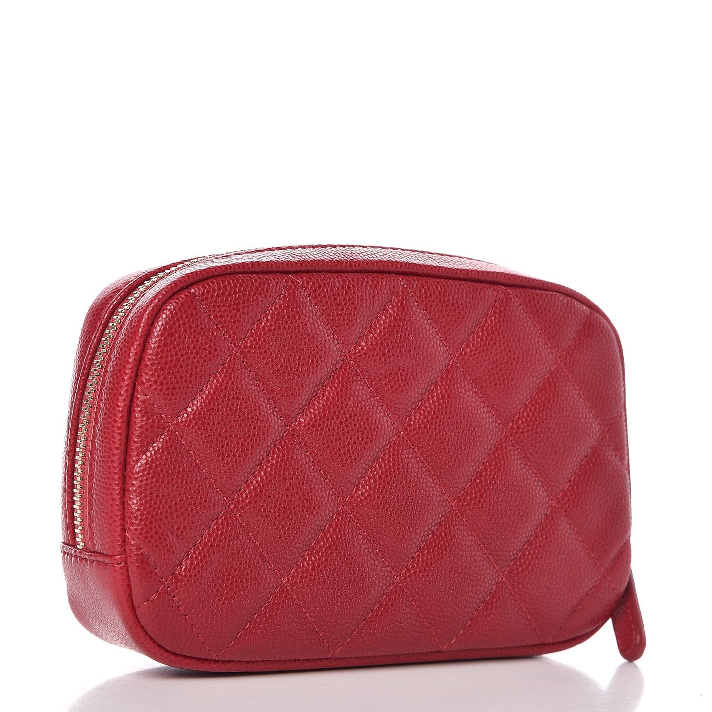 Caviar Quilted Small Curvy Pouch Cosmetic Case Dark Pink
