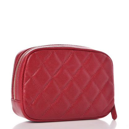 Chanel Caviar Quilted Small Curvy Pouch Cosmetic Case Dark Pink 3 of 8