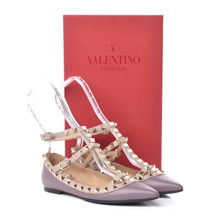 Valentino Garavani Nappa Rockstud Cage Ballerina Flats 34 Dark Mauve Poudre 14 of 14