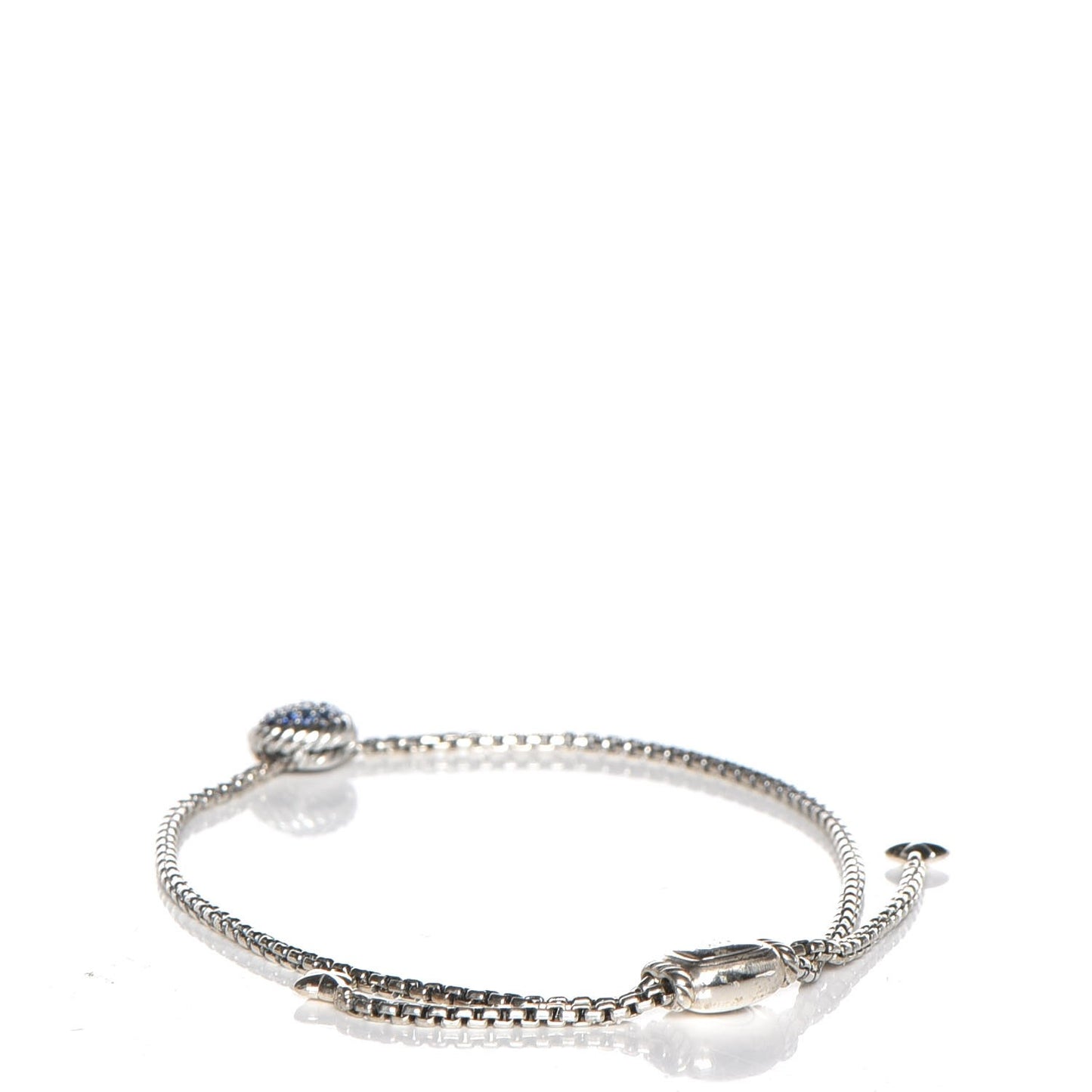 Sterling Silver Blue Sapphire 9mm Petite Pave Bracelet