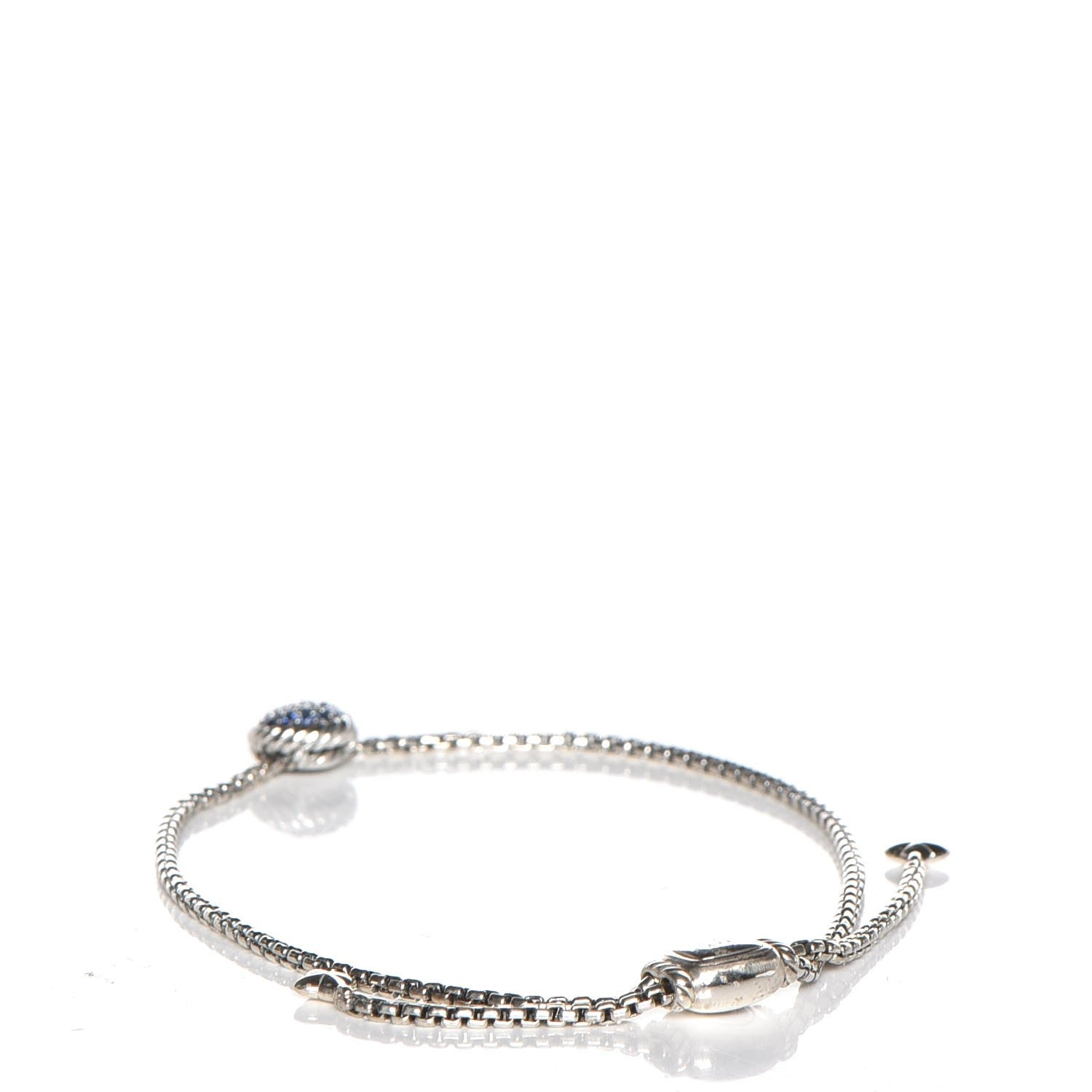 David Yurman Sterling Silver Blue Sapphire 9mm Petite Pave Bracelet 3 of 5