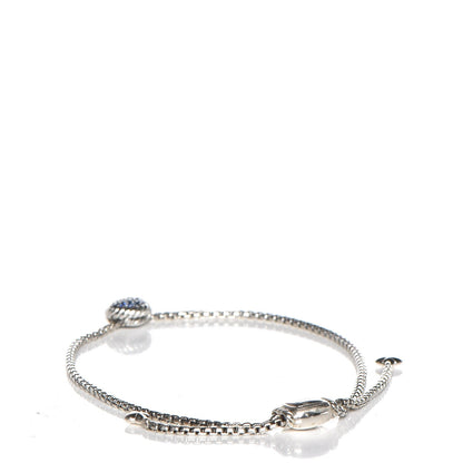 David Yurman Sterling Silver Blue Sapphire 9mm Petite Pave Bracelet 3 of 5