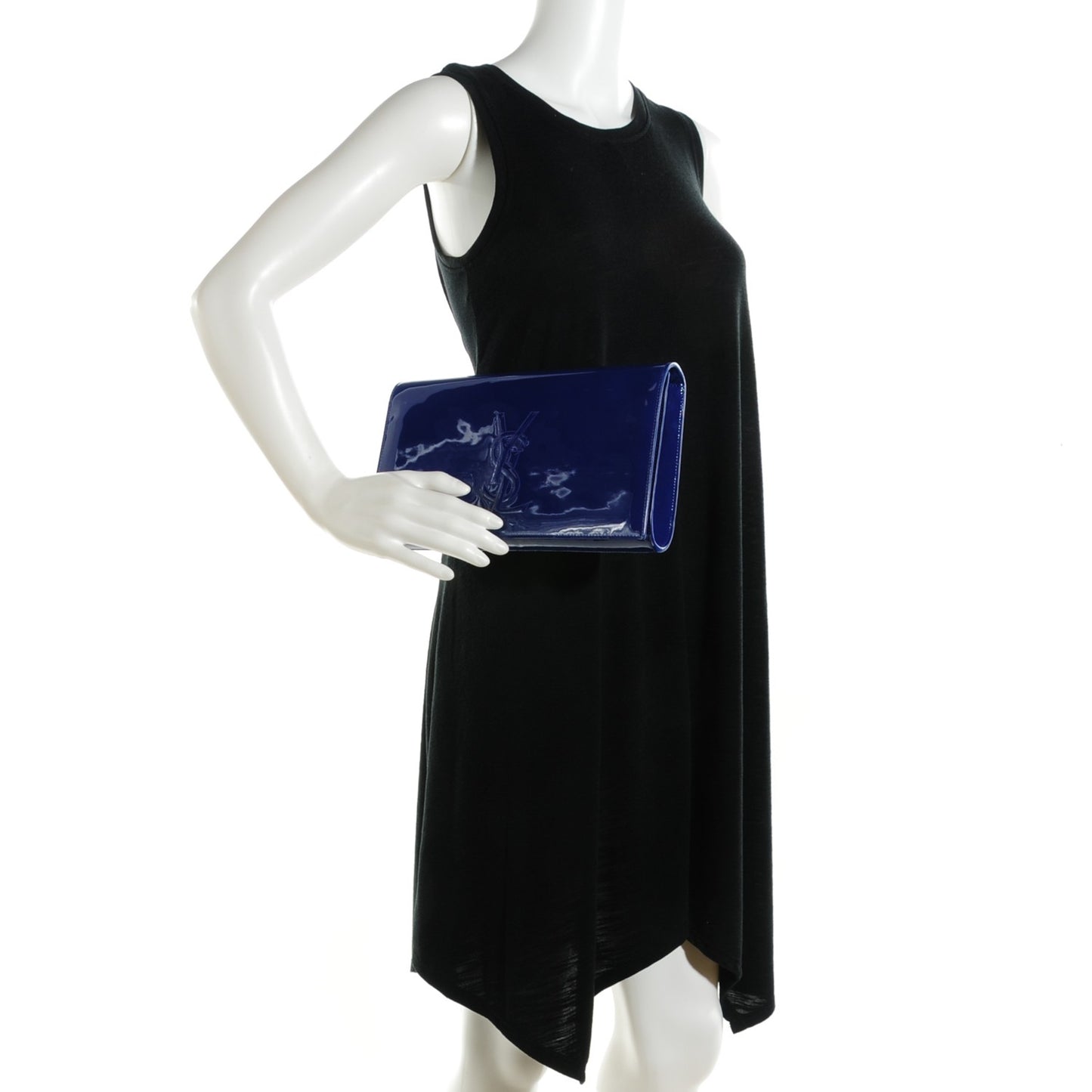 Patent Calfskin Monogram Large Belle De Jour Clutch Royal Blue