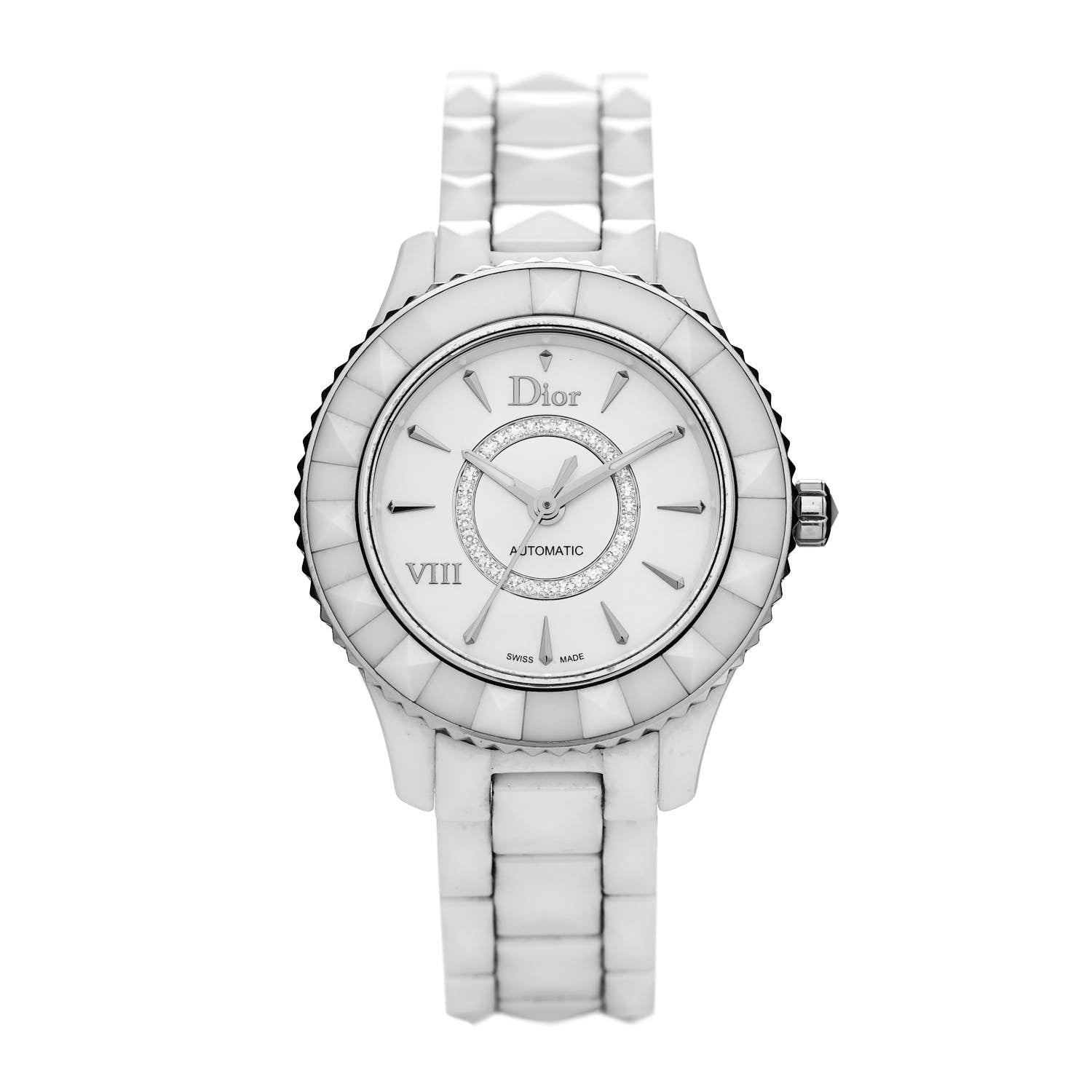 Christian Dior Stainless Steel Ceramic Diamond 33mm Dior VIII Automatic Watch White 1 of 4