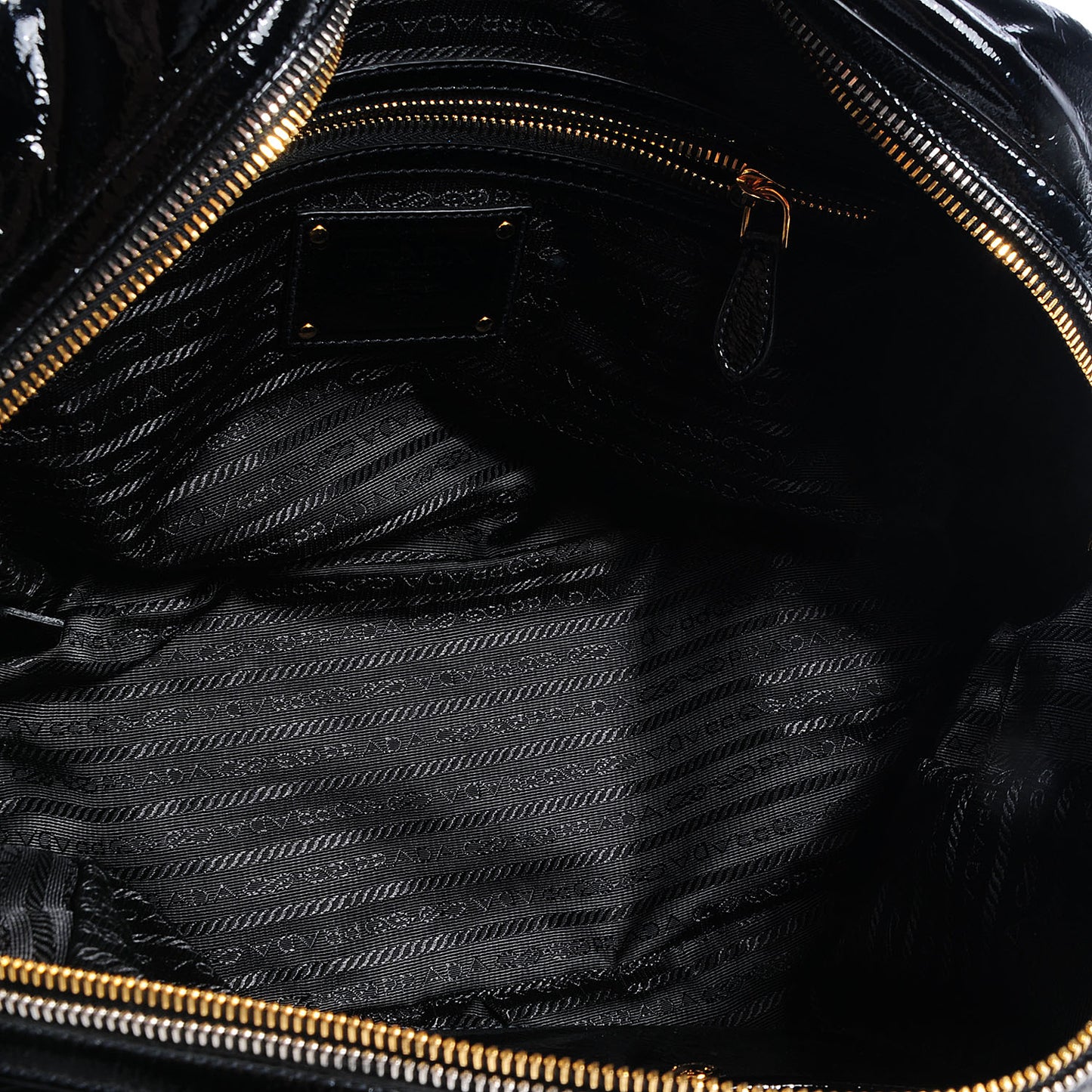 Vernice Zippers Shoulder Bag Black