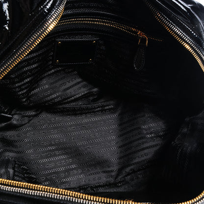 Prada Vernice Zippers Shoulder Bag Black 5 of 9