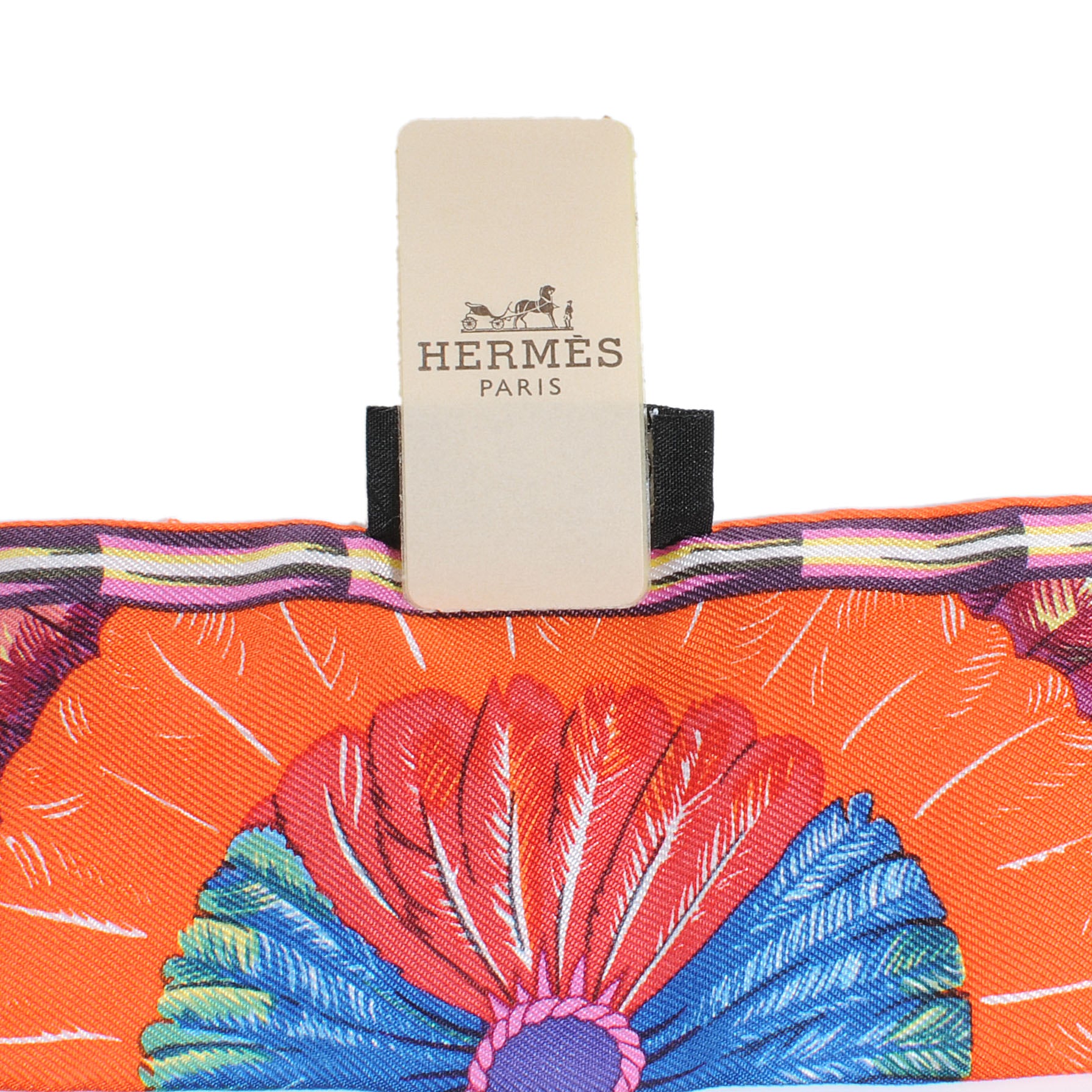 Hermes Silk Brazil Twilly Scarf Iris Orange Jaune 5 of 5