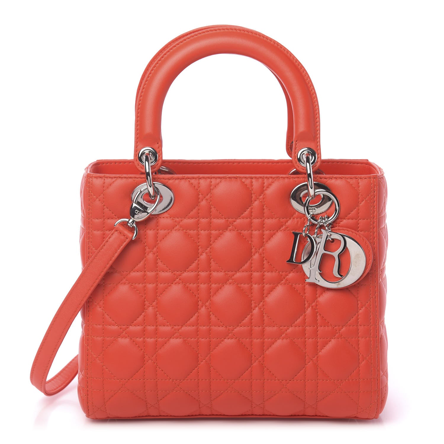 Christian Dior Lambskin Cannage Medium Lady Dior Red 1 of 11