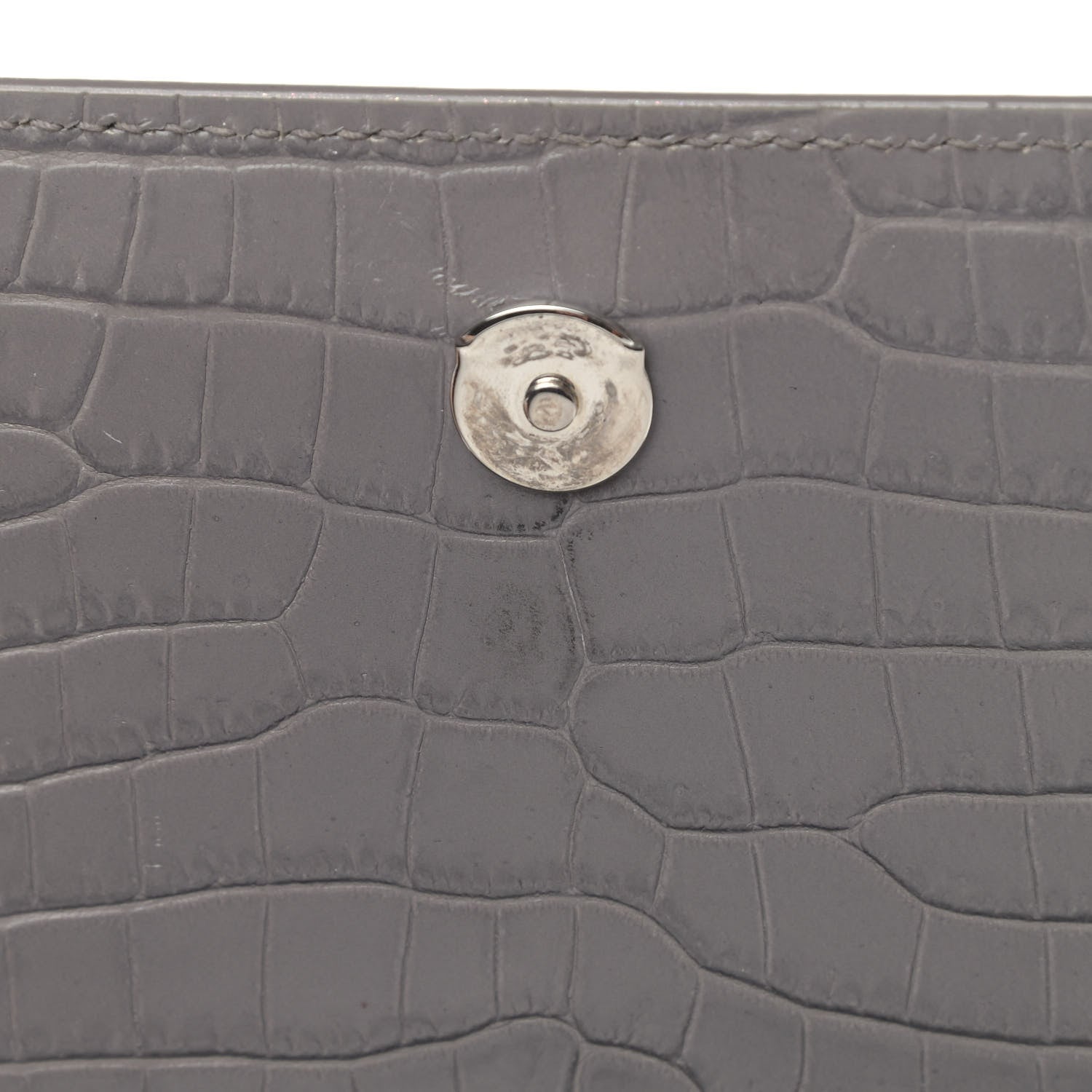 Saint Laurent Calfskin Crocodile Embossed Medium Monogram Sunset Fog 7 of 7