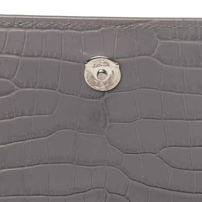 Saint Laurent Calfskin Crocodile Embossed Medium Monogram Sunset Fog 7 of 7