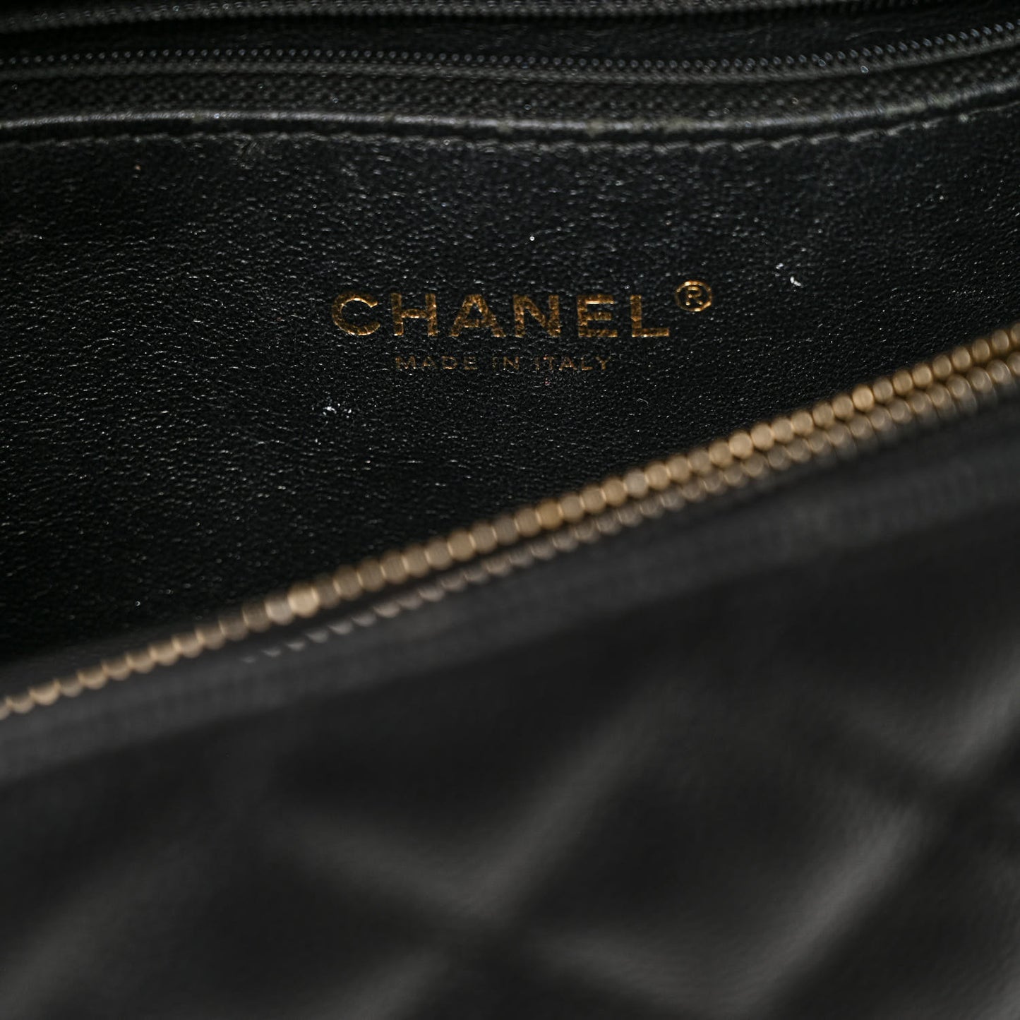 Caviar Lizard Quilted Large Coco Handle Flap Black