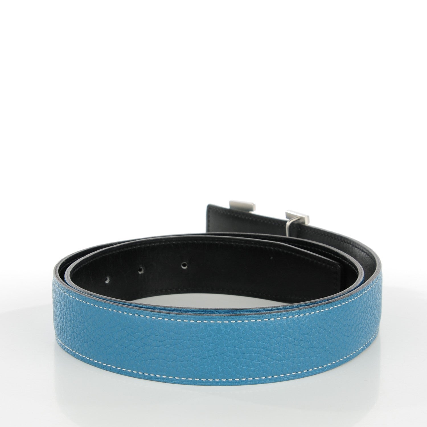 Hermes Box Taurillon Clemence 32mm H Belt 90 Black Blue Jean 3 of 7
