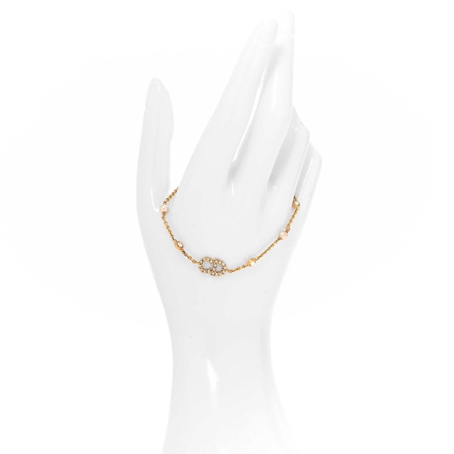 Christian Dior Crystal Pearl Clair D Lune Bracelet Gold 2 of 4