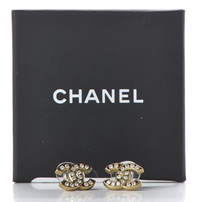 Chanel Crystal CC Earrings Gold 5 of 5