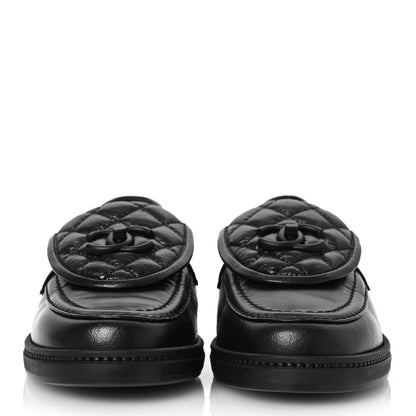 Chanel Crumpled Lambskin Quilted CC Turnlock Loafers 37 Black 3 of 11