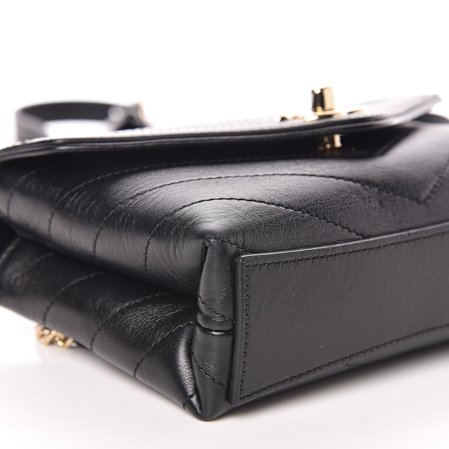Chanel Calfskin Chevron Stitched Coco Waist Bag Black 9 of 10
