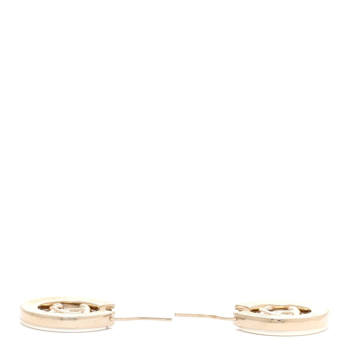Metal Crystal Strass CC Hoop Earrings Gold