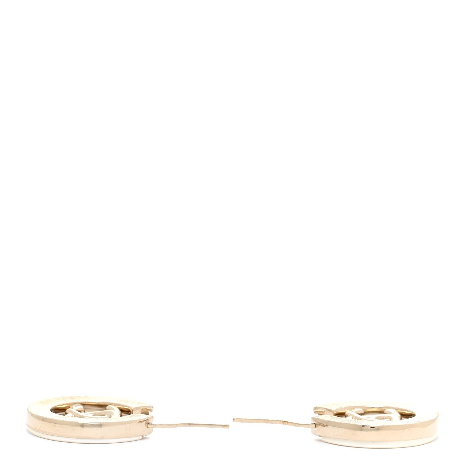 Chanel Metal Crystal Strass CC Hoop Earrings Gold 5 of 10